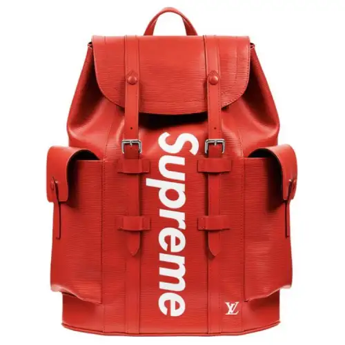 LOUIS VUITTON Supreme CHRISTOPHER Leather Backpack Unisex Red
