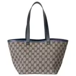GUCCI Leather Tote Bag, Shopping Bag, Handbag Small Women's Beige & Blue