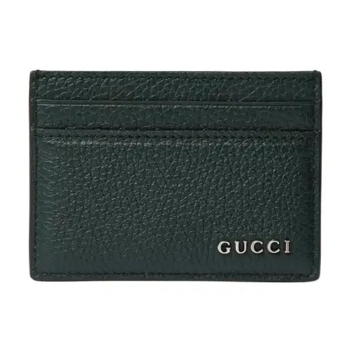 GUCCI Cruise Leather Card Holder Regular Men's Dark Green