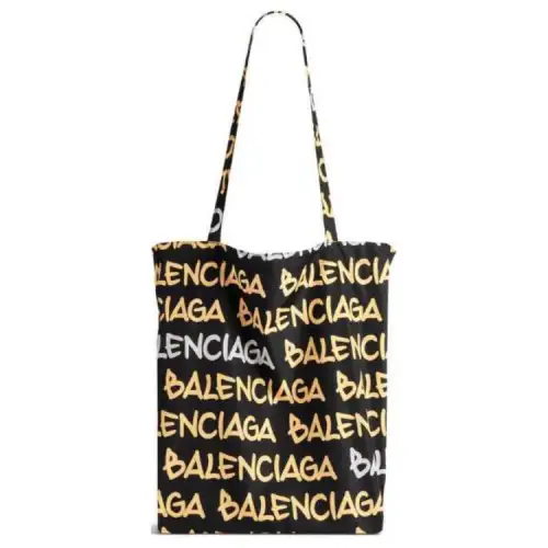 Balenciaga Nylon Tote Bag, Shopping Bag, Handbag, Shoulder Bag Medium Women's Black & Yellow