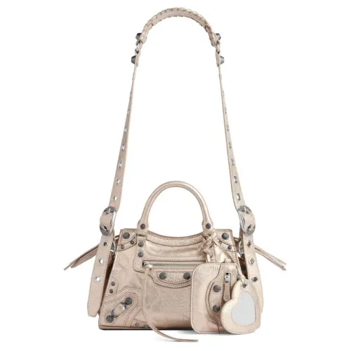 Balenciaga Neo Cagole Lambskin One Shoulder Handbag Extra Small Women's Beige