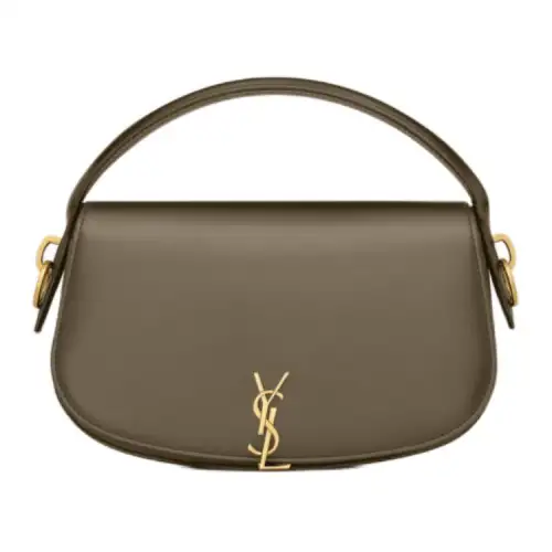 SAINT LAURENT Calfskin Portable Crossbody Bag, Shoulder Bag Regular Women's Dark Musk