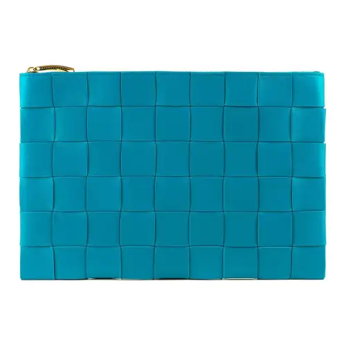 Bottega Veneta Zip Closure Leather Clutch Women's Blue