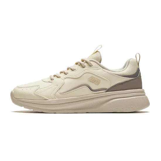 Anta Anti-Slip Wear-Resistant Low-Top Casual Shoes Women's Light Beige White