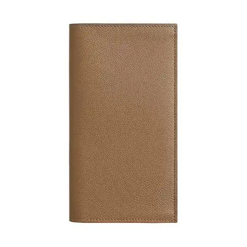 HERMES Citizen Twill Evercolor Calfskin Wallet Men's Chestnut & Milton Yellow