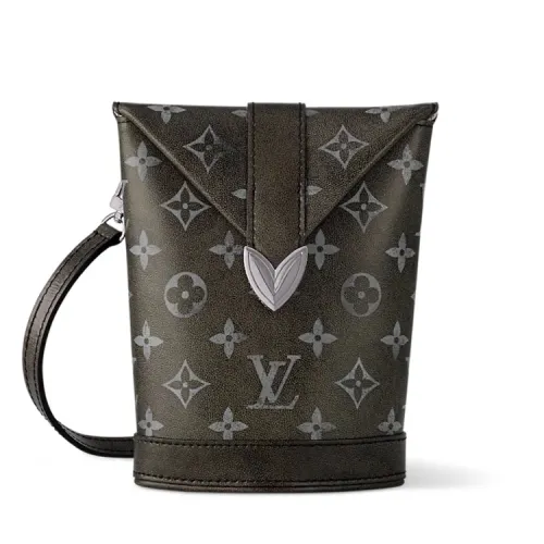 LOUIS VUITTON ENVELOPE POUCH Cow Leather Shoulder Bag, Crossbody Bag Men's Dark Brown