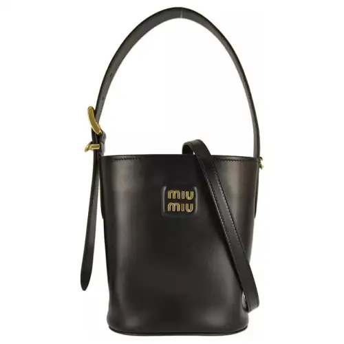MIU MIU Leather Bucket Bag, Handbag, Shoulder Bag Women's Black
