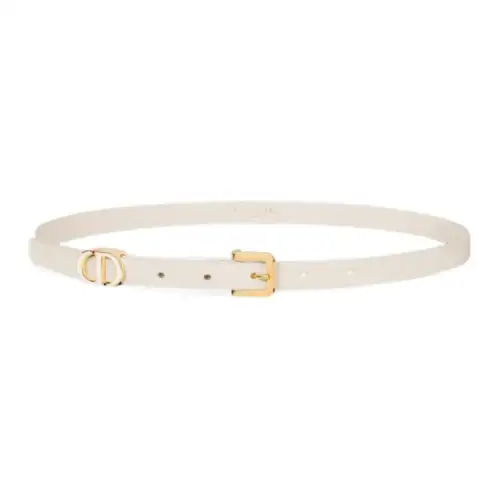 DIOR 30 Montaigne Ring Design, Pin Buckle Calfskin Leather Belts Women's White Width 1.5CM