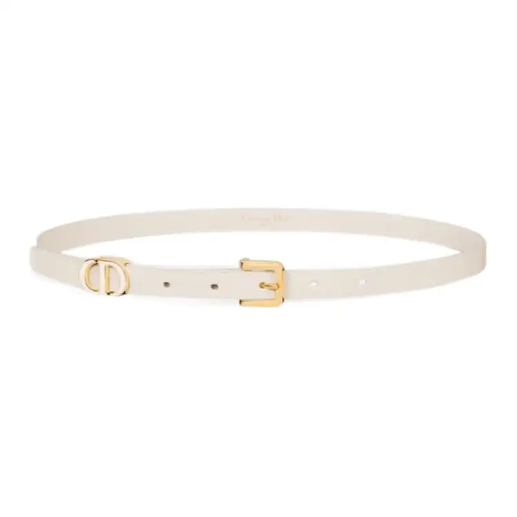 DIOR 30 Montaigne Ring Design, Pin Buckle Calfskin Leather Belts Women's White Width 1.5CM