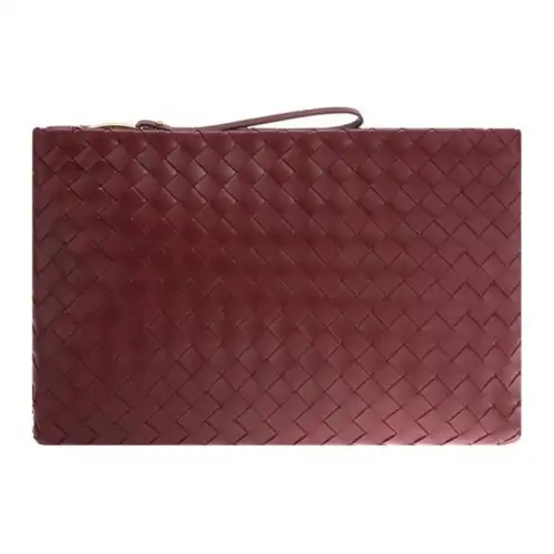 Bottega Veneta Leather Clutch Large Women's Red