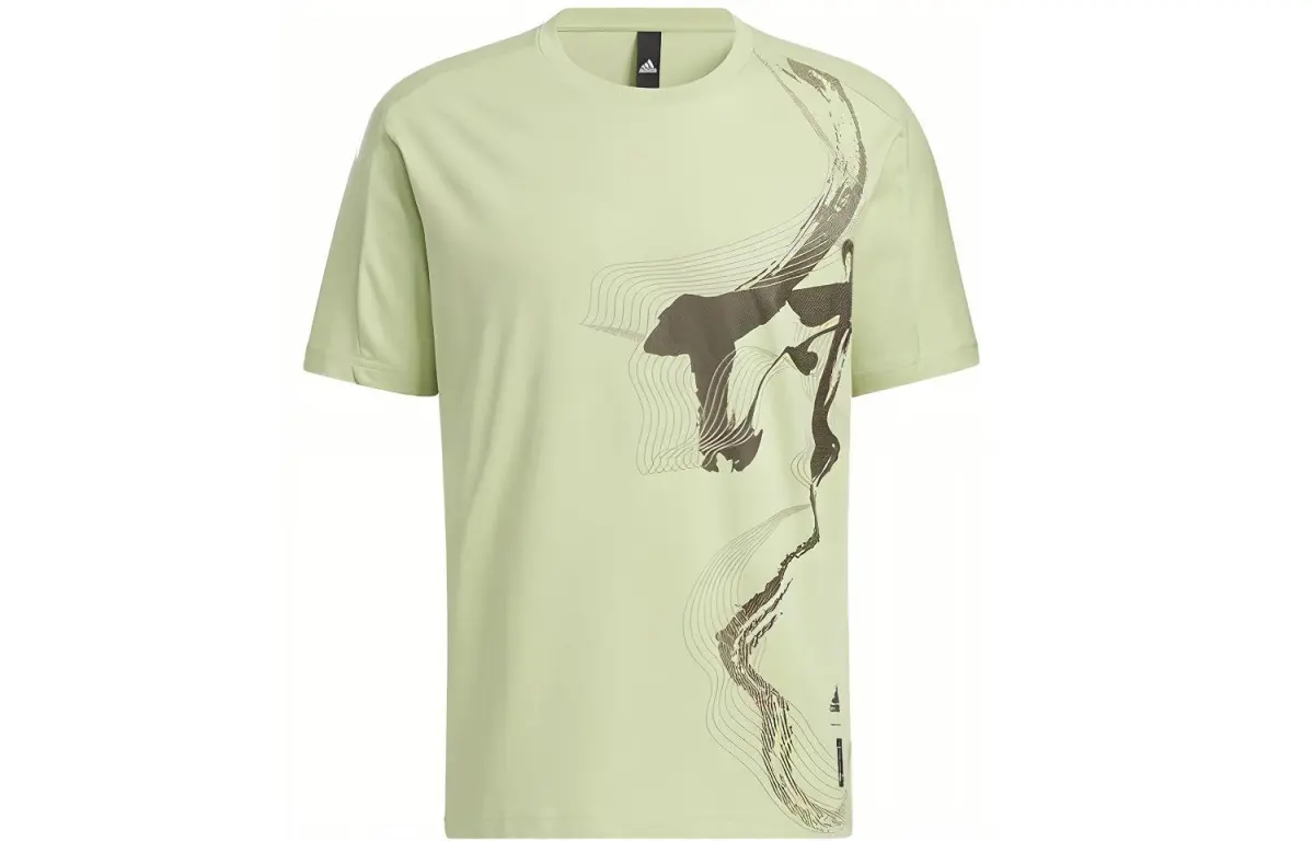 Adidas T-Shirts Men's Green Crew Neck Moderate Straight Fit