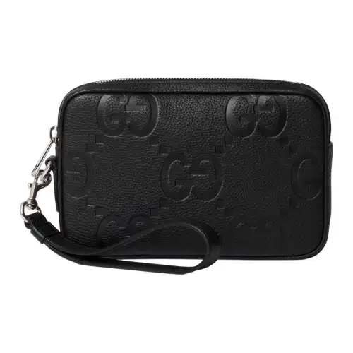 GUCCI Jumbo GG Leather Clutch Small Men's Black