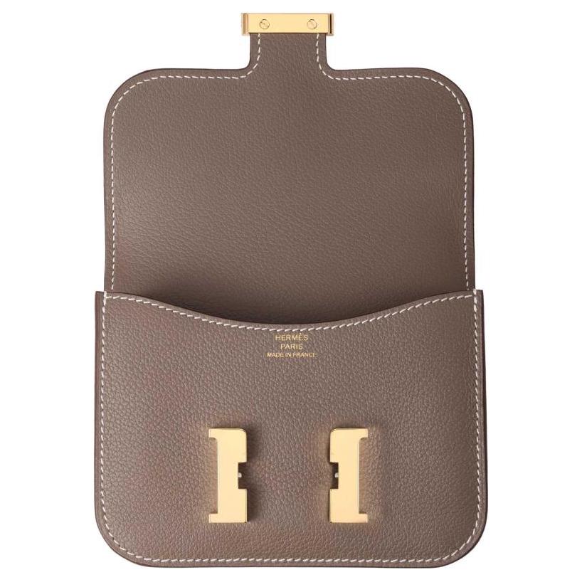 Женская сумка Hermes Constance Slim (коричневая) — фото 4