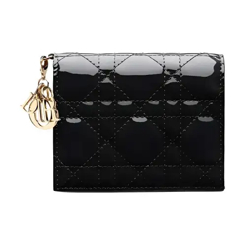 DIOR Cow Leather Wallet Mini Women's Black