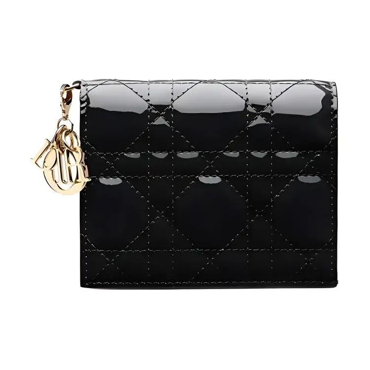 DIOR Cow Leather Wallet Mini Women's Black