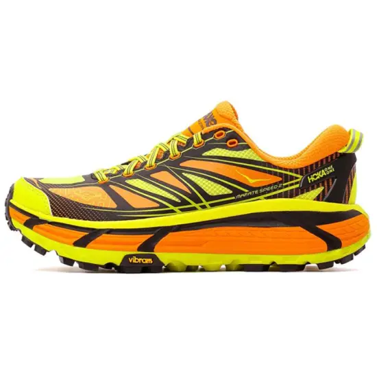 HOKA ONE ONE Mafate Speed 2 Hiking / Trekking Shoes Men Low-Top Orange/Green Black