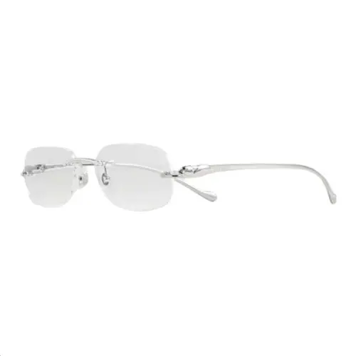 CARTIER Metal Rectangular Eyeglass Frames Men's Silver
