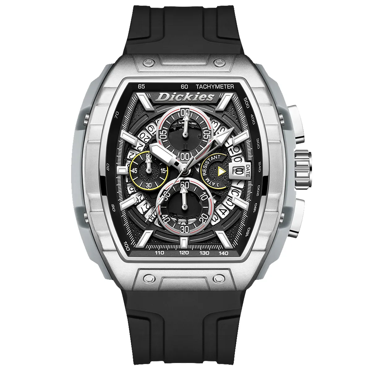 Dickies Galaxy Collection Wrist Watches Quartz Movement Silicone Strap Black Dial Men's Watches