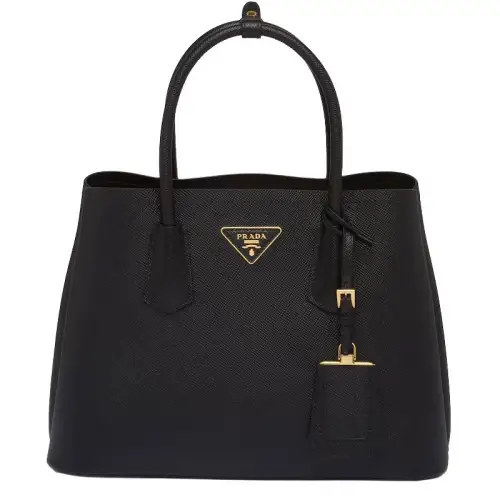 PRADA Double Saffiano Leather Tote Bag, Shopping Bag, Shoulder Bag, Crossbody Bag, Handbag Small Women's Black