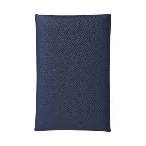 HERMES Calvi Epsom Calfskin Card Holder Women's 76 Bleu Indigo