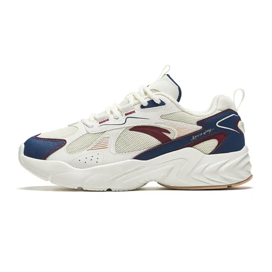 ANTA Running Collection Running Shoes Men Low-Top Rough Gray/Ivory White/Deep Sea Blue