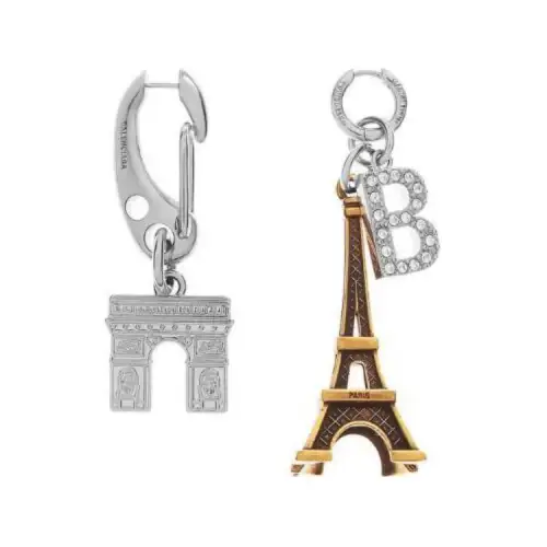 Balenciaga Brass, Aluminum, Zinc Alloy, Glass Earrings Men's Gold/Silver