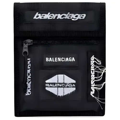 Balenciaga Explorer Embroidery Shoulder Bag, Crossbody Bag Small Men's Black