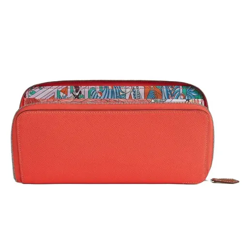 HERMES Silk'In Epsom Calfskin Wallet Women's Orange