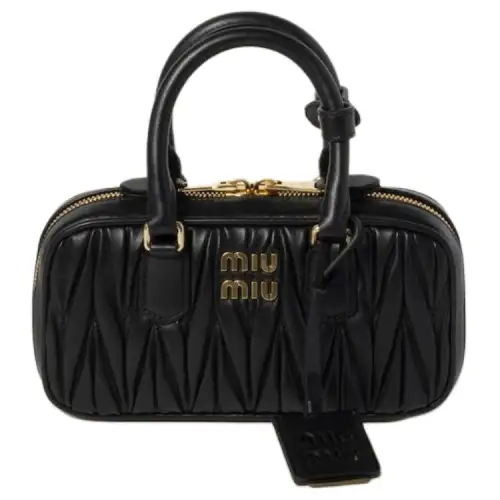 MIU MIU Arcadie Leather Handbag Mini Women's Black