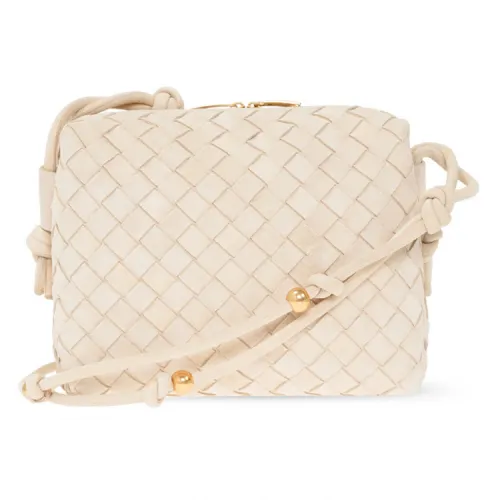Bottega Veneta Loop Calfskin Crossbody Bag, Shoulder Bag Small Women's Light Beige