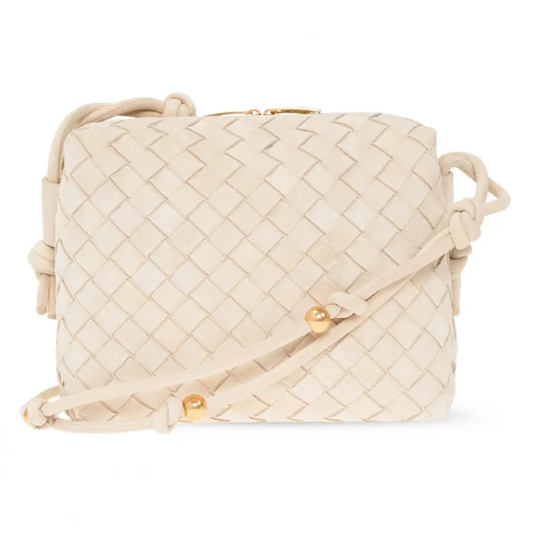 Bottega Veneta Loop Calfskin Crossbody Bag, Shoulder Bag Small Women's Light Beige