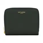 SAINT LAURENT Calfskin Wallet Mini Women's Dark Green