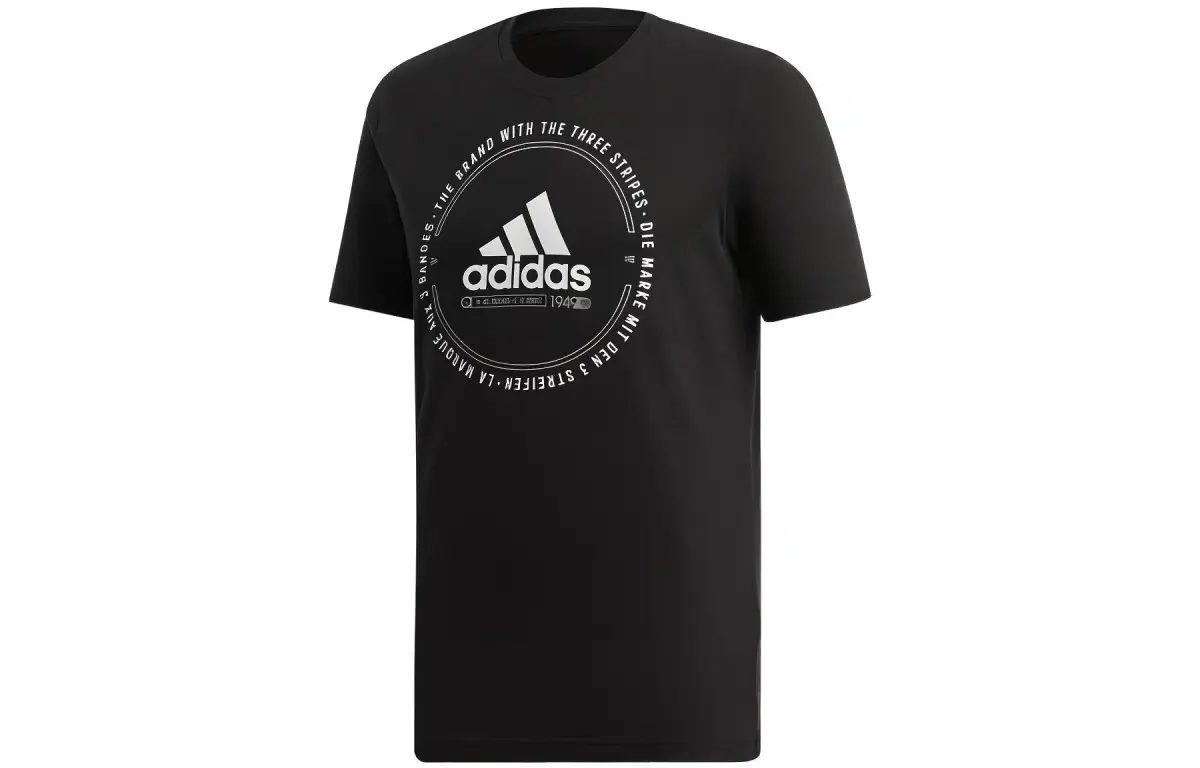 Adidas T-Shirts Men's Black Crew Neck Moderate Straight Fit