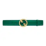 GUCCI Blondie Leather Belts Women's Green Width 4cm