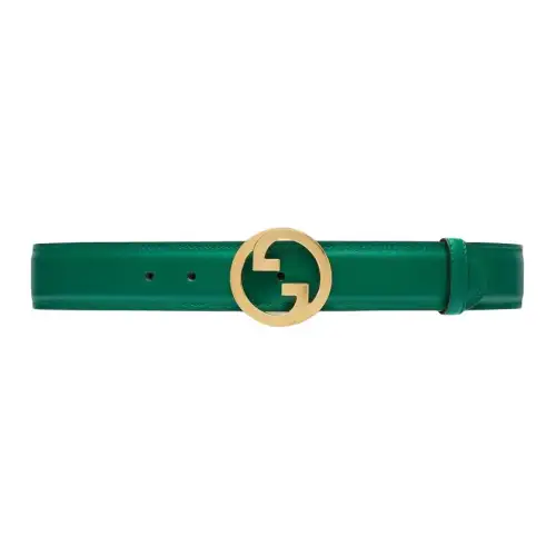 GUCCI Blondie Leather Belts Women's Green Width 4cm