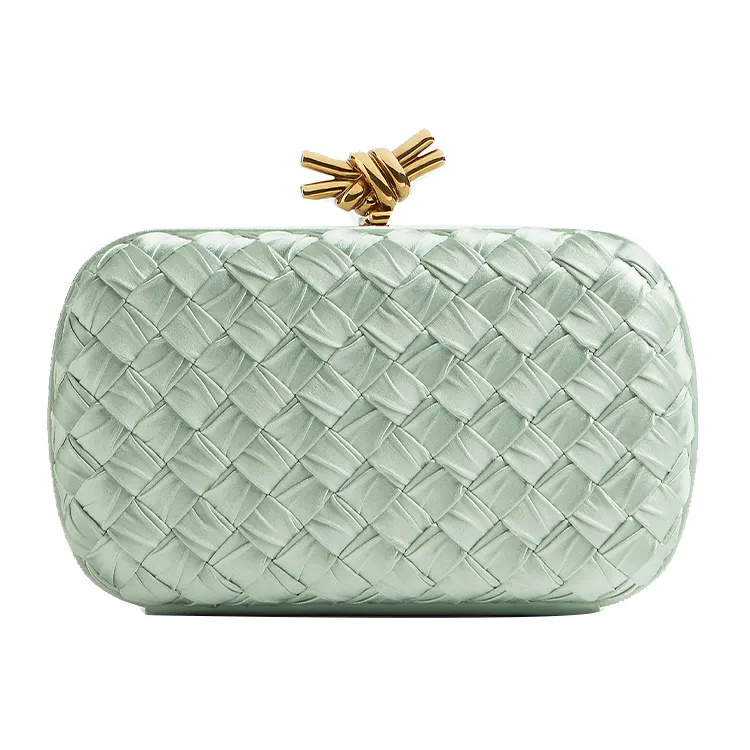 Bottega Veneta Viscose Imitation Silk Clutch Women's Seafoam