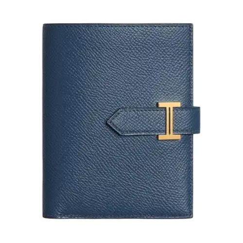 HERMES Bearn Epsom Calfskin Wallet Women's 7U Navy