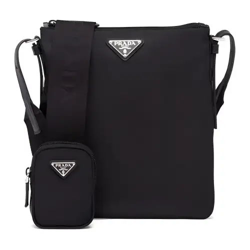 PRADA Nylon Fabric Crossbody Bag, Shoulder Bag Unisex Black