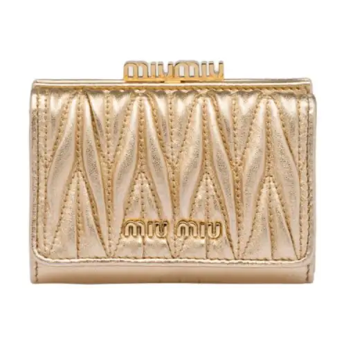 MIU MIU Matelassé Sheepskin Wallet Regular Women's Platinum