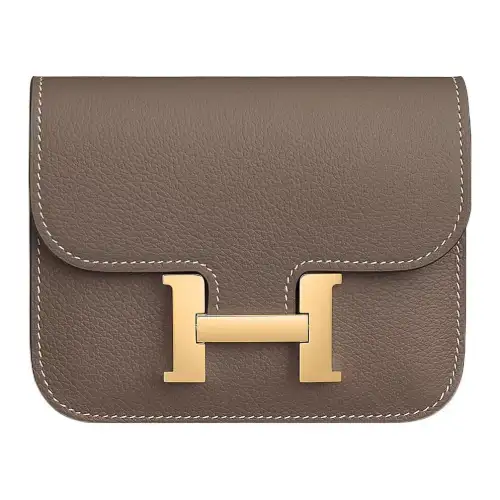 HERMES Constance Slim Gold tone Lock Evercolor Calfskin Handbag Women's 18 Etoupe Elephant Gray