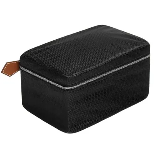 HERMES Travelsilk Silk Travel Box Storage Bag Mini Women's 89 Noir Black