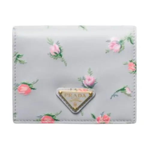 PRADA Leather Wallet Regular Women's Pearl Gray
