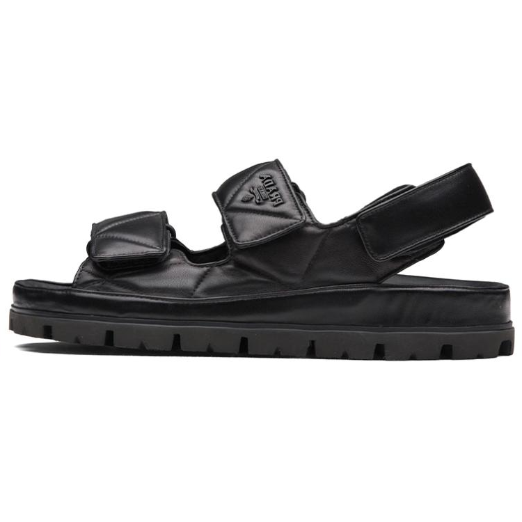 【PRADA】 Fussbett Padded Sandals Prada Fussbett Raffia Dual Buckle Slide Sandals | Neiman Marcus