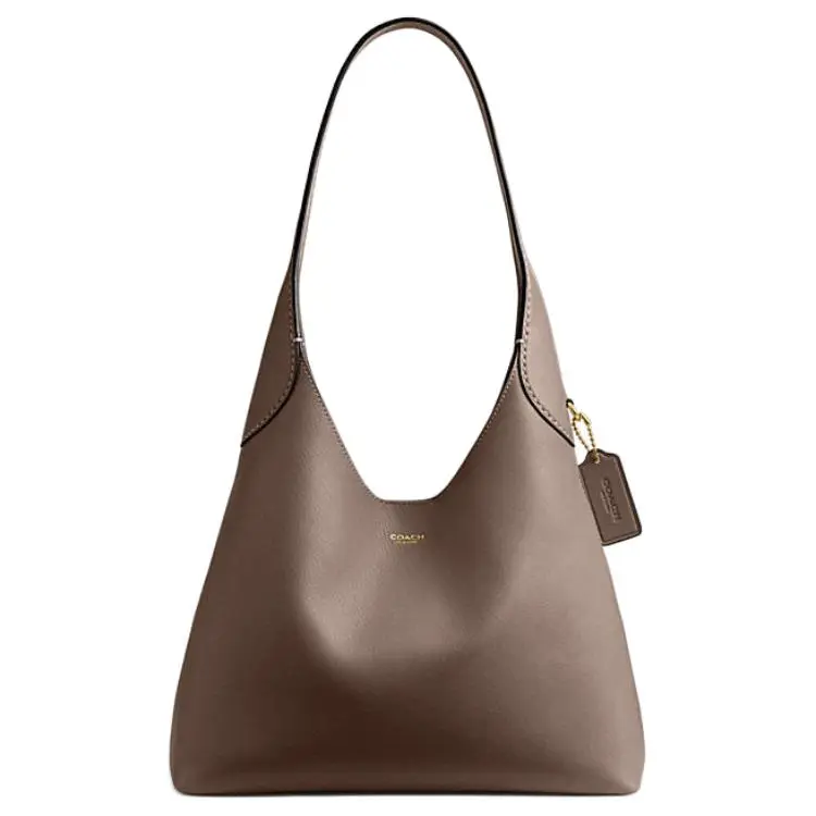 COACH Brooklyn Natural Grained Texture Leather Handbag, Shoulder Bag Small Women's Dark Lime Gray