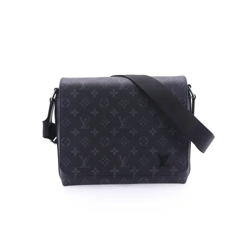 LOUIS VUITTON District Canvas With Leather Messenger Bag, Shoulder Bag, Crossbody Bag Small Men's Black Gray