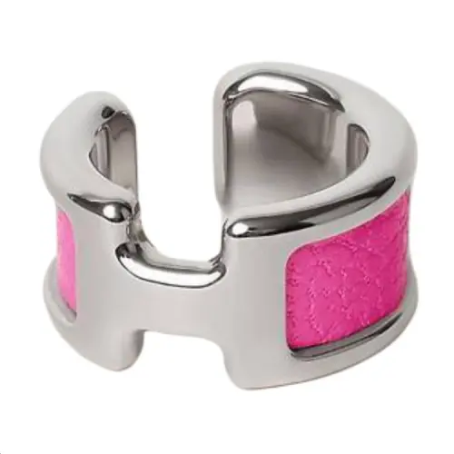 HERMES Alloy Clip On Earrings Women's Pink