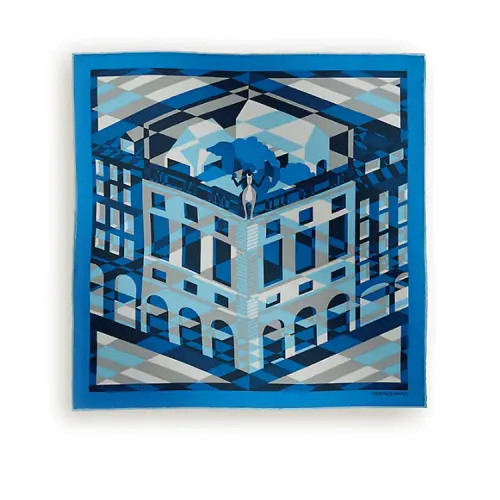 HERMES Silk Silk Scarves Men's Blue