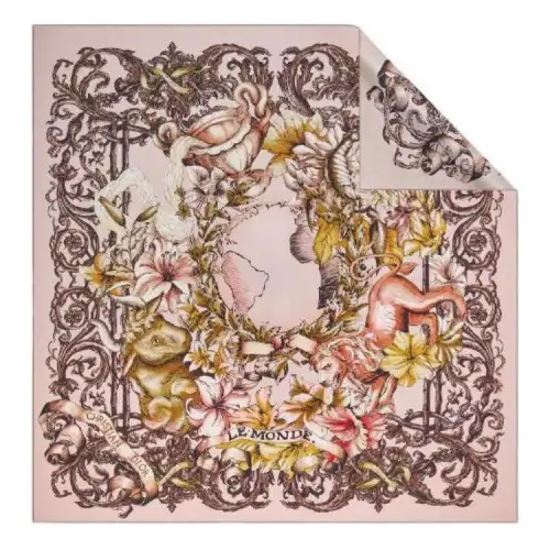 DIOR Patterned Print Mulberry Silk Scarves Women's Multicolor