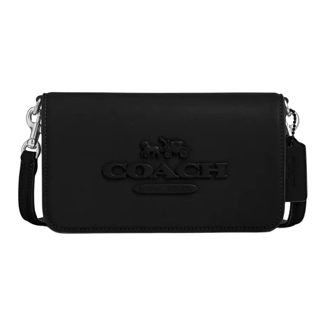 COACH Cow Leather Shoulder Bag, Crossbody Bag Small Unisex Black
