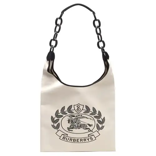Burberry Print Cotton Tote Bag, Shopping Bag, Handbag Medium Women's Ecru